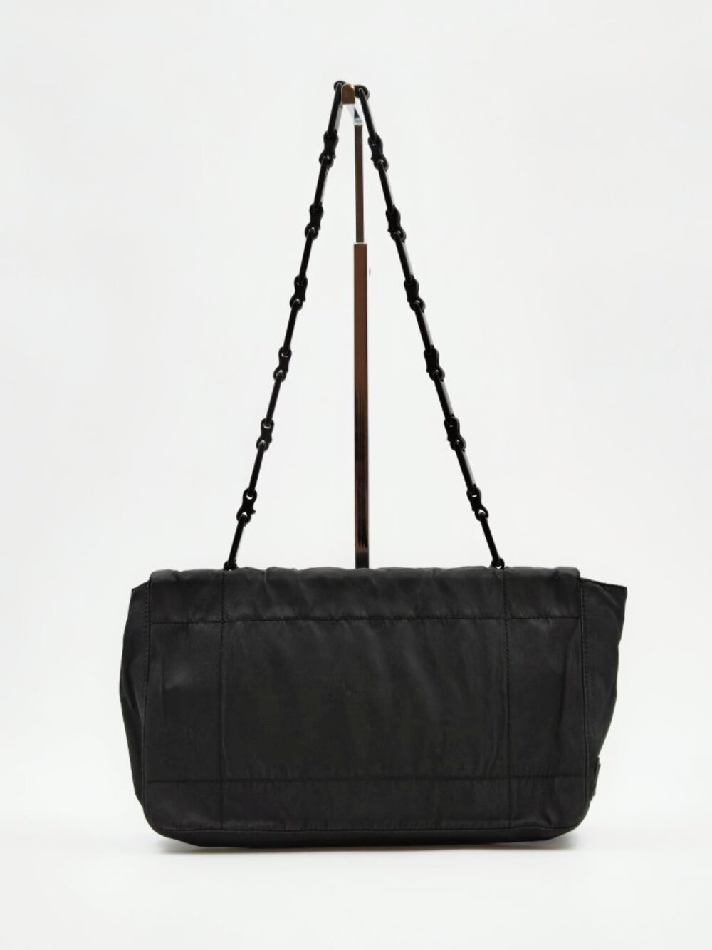 Prada Vintage Black Tessuto Nylon Shoulder Bag Chain Strap Flap Bag - Picture 3 of 13